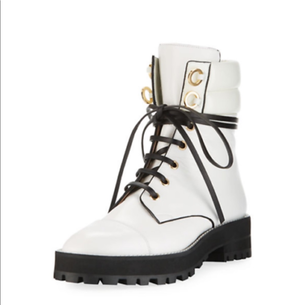 STUART WEITZMAN - LEXY combat boot in white (snow) lug sole chunky new in box